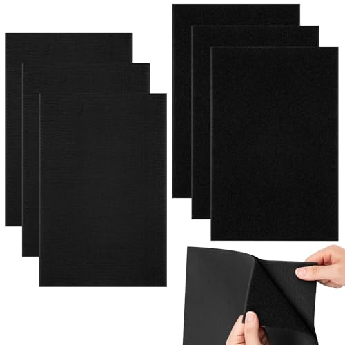 SREBIWO 6 Stück 20 x 30cm Klettverschluss zum Nähen, Klettband Breit Klett | Schwarz, Ohne Klebstoff, Klettband zum Nähen, Klettverschluss für Stoff zum AufnäHen