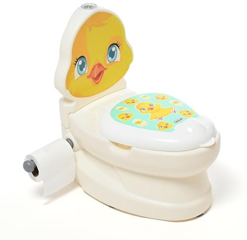 DIVCHI Toilettes d'apprentissage de la propreté avec bouton de chasse réaliste et son et porte-papier toilette | Facile à nettoyer | Protection contre les éclaboussures | Base antidérapante |