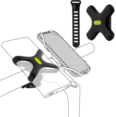 BONE Universale Elastische Halterung für Powerbank 13cm bis 18cm und Fahrradgurt, Innovatives Design X-Struktur für Akkupack, Kompatibel Fahrradhalterung - Schwarz
