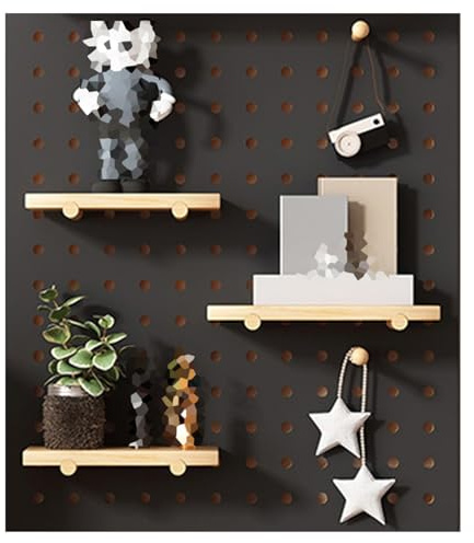 ZXHKZDX Pegboard Combination Kit, Wood Perforated Board, Wall-mounted Display Peg Board, Storage Rack With Small Wooden Stick For Garage(Black B,40X60X2cm)
