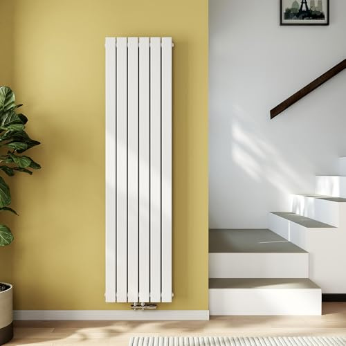 EMKE Radiateur Petit, 1800x460 mm, Blanc,1670 W,Panneaux Double | Radiateur Vertical, Radiateur Plat Étroit pour Salle de Bain, Conception à Raccordement Central