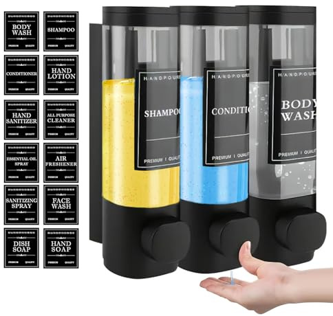 Tvåldispenser för väggmontering, set om 3 delar för duschgel eller väggtvålrengöring, tvåldispenser för hem, badrum, kök