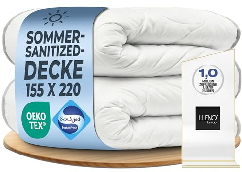 LILENO HOME Sommer Bettdecke 155x220 | wolkenweiche Allergiker Decke | 155x220 mit Sanitized Hygiene Funktion | Oeko-Tex Klasse 1 Mikrofaser | 95 °C waschbar | Made in EU | Hotel Qualität