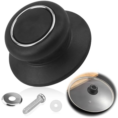 Boutons de Couvercles de Pot Poignée de Couvercle en Verre Bouton de Couvercle de Casserole Bouton de Rechange Anti-brûlure Poignée de Couvercle de Cuisine Universelle pour Couvercle Casserole Noir