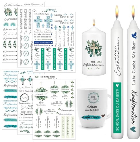 6 hojas de tatuajes para velas, decoración de comunión, A5, para comunión, velas, tatuajes de comunión, comunión, para primera comunión, bautizo, pegatinas para velas, pegatinas para velas