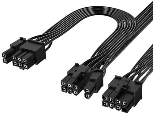 J&D Pcie-Kabel, 60 cm 8-polig zu Dual 6+2-polig, Männlich zu Männlich Gpu-stromkabel, Kompatibel mit Aresgame Modularen Netzteilen (60cm+18cm), 1er Pack