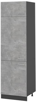 Vicco Armadio frigorifero R-Line, Calcestruzzo, 60 cm | 3 Ante · ✓ Vano per frigorifero · Piedini regolabili in altezza · 1 Ripiano · ✓ Liberamente combinabile