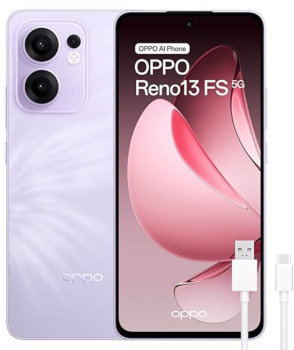 Oppo Reno13 FS 5G Smartphone sbloccato con IA, 12 GB di RAM + 512 GB, display AMOLED da 6,67 a 120 Hz, fotocamera 50 MP, IP69, batteria da 5.800 mAh, ricarica rapida da 45 W, versione spagnola