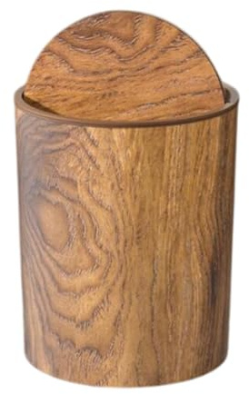 MagiDeal Pattumiera Creativa in Finto Legno, Coperchio Basculante, Rotonda, per Sala Studio, Ufficio, Domestico