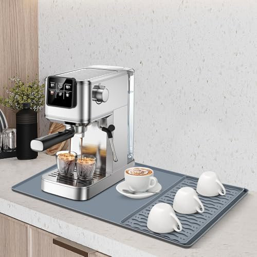 Silicone Coffee Mat, 40x60cm Silicone Mat Under Coffee Machines Countertop Coffee Maker Mat with Raised Edges Stackable, Coffee Bar Mat for Kitchen Coffee Station