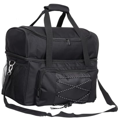 Dickly 2 Ball Bowling -Bag Bowling -Tasche Aufbewahrung Handtasche mit Ballhalterpolster für Outdoor -Aktivitäten, Schwarz