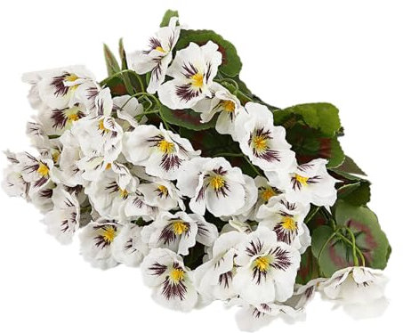 Aflorshope Künstlicher Begonien-Blumenstrauß für Zuhause im Freien, Kunstseide, UV-beständig, Kunstblumenstrauß (weiß), 6 Stück