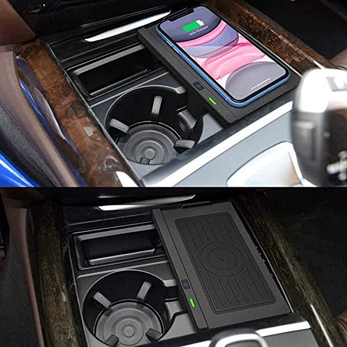 ZJIANHON Car Wireless Charger,10W Qi 3 Coils Quick Charger for X5 F15 2014-2018/X6 F16 F86 2015-2019 Center Console Accessory Panel Mobile Phone Charging Board,for 12/11/X All QI Smartphones