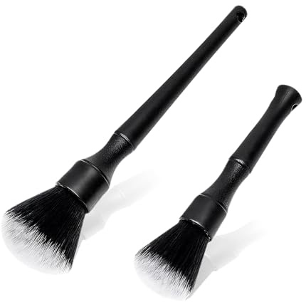 Amexo 2 Pieces Detailing Brushes, Ultra Soft Detailing Brush Auto Interior Detail Brush Car Detailing Brushes Set for Car Motorcycle Bike Cleaning Vents Dash Trim