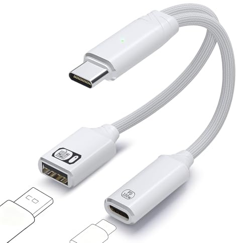 IVIVTOR Adaptador OTG USB-C - Duplicador 2.0 Tipo c Splitter Cable con Carga rápida PD de 100 W Compatible Portátil Tableta y Teléfono - Blanco