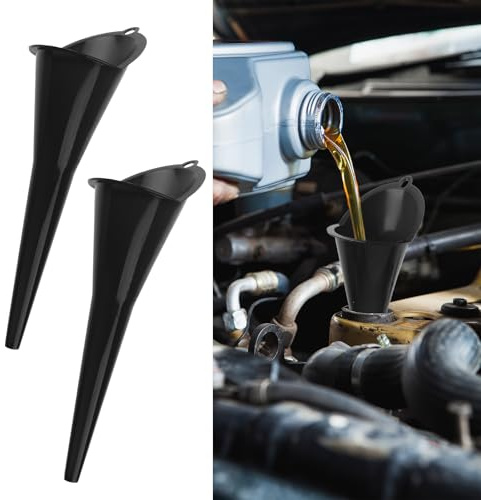 2 imbuto lungo in plastica, imbuto dell'olio per auto e moto, imbuto di riempimento dell'olio, imbuto flessibile per gasolio/benzina, 29 cm (nero)