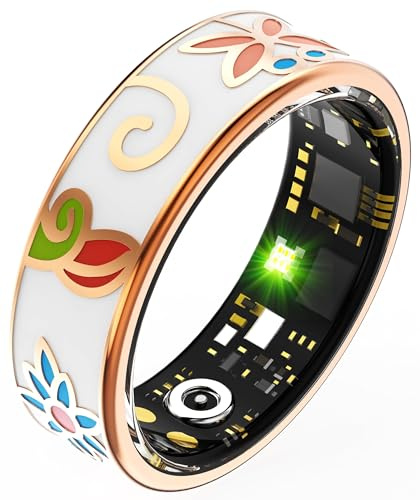 findtime Smart Rings for Women Fitness Ring Heart Rate Monitor Sleep Tracker Blood Pressure Blood Oxygen Health Ring Step Counter Calories Pedometer Waterproof Retro Vintage Smart Rings for Ladies