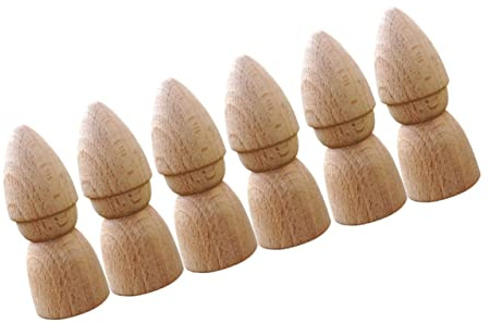 JUMPLAWN 6 Stück Selbstgemacht Puppenmalset für Kinder Handgemalte Holzfiguren Kreative Bastelideen für Mädchen Einfach zu Dekorieren Pädagogisches Spielzeug für Bastelprojekte