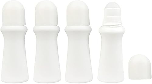 Zhhuoc 4 Pcs White 75ml Empty Refillable Plastic Roller Bottle Roll On Bottles Rollerball Bottles Containers for Essential Oil DIY Deodorant Roller Bottle Refillable Containers