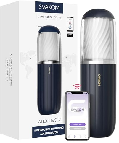 SVAKOM Alex Neo 2 Masturbieren für männer, Elektrischer Masturbator mit 7 Teleskopfunktion Rotierende Massagefunktion, Cup-Masturbatoren Taschenmuschi Sex Spielzeug für die Männer, Penispumpe Sex Toys