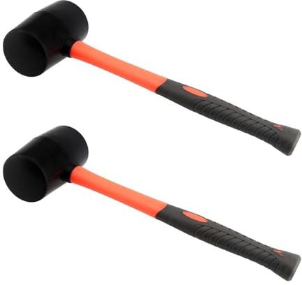 NGOSUET 2 Stück Gummihammer 900g, 370mm lang Schwarz Pflasterhammer Gummi Hammer zum Pflastern, Vollgummihammer für Bodenleger, Fliesen