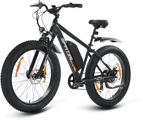 SPATIAL E Bike, E-Bike Herren mit 26 * 4.0 Fat Tire, 48V13AH Akku, Bis zu 150 KM, 85Nm 250W Motor, Offroad Ebike Mountainbike mit Vollfederung, 7-Gang