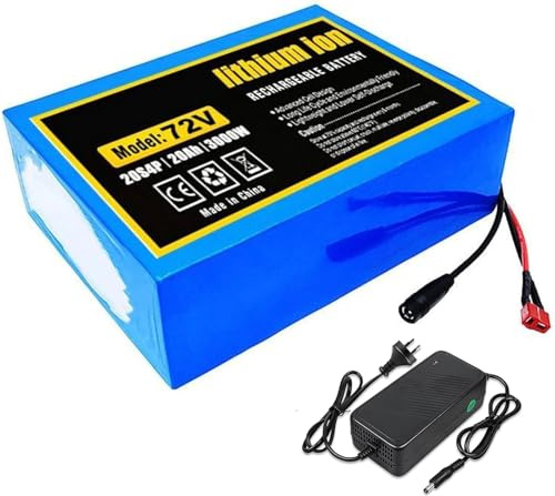 Batería De Iones De Litio Para Bicicleta Eléctrica De 72 V, 20 Ah Y 20S4P Con Cargador Y Protección BMS Integrada. Ideal Para Motores De Bicicleta Eléctrica De 200 A 3000 W. 72V 20Ah,XT30