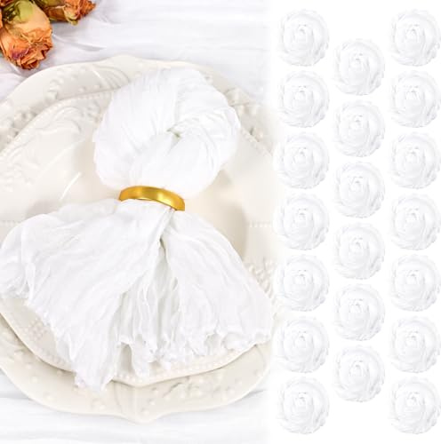 20 Pack White Cheesecloth Napkins 20x20 Boho Washable Cloth Napkins Set of 20 Wrinkled Cheese Cloth Napkins Gauze Dinner Table Napkin for Wedding Party Baby Shower Birthday Decor