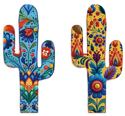 Putuo Decor Decoración de Pared Cactus Azteca (Juego de 2), decoración de Madera Estilo Western, decoración del hogar Tipo Farmhouse, Arte Mural Mexicano para salón, Dormitorio, Cocina, Oficina