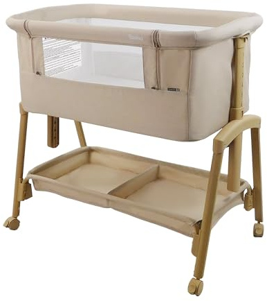 Asalvo Smart Minicuna Colecho Bebé 2 en 1 – Cuna Colecho con 7 Alturas Regulables, Ruedas con Freno, Colchón Incluido, Minicuna Bebé Recién Nacido