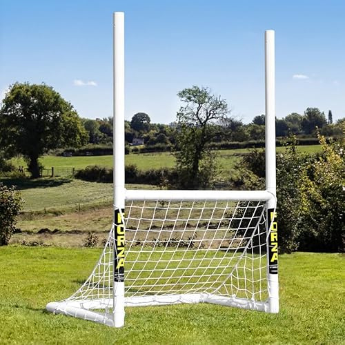 FORZA 3v3 Mini Combi Fußball & Rugby Tor - Multisport Gartentor mit uPVC Rahmen, wetterfestem Netz & einfacher Montage - Tragbares Trainingsziel für Juniorsportler (4x2,5)