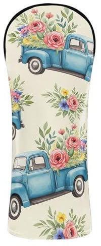 Coperture per mazze da golf, vintage, blu, fiori, crema, mazze da golf con etichette numeriche, per driver in legno, ibridi, donne, uomini, pelle PU