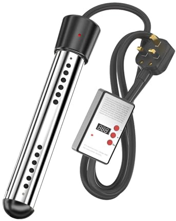 2500W Electric Immersion Heater with Digital Temperature Display and Auto Power Off, Portable Water Heater for Home and Kitchen Use