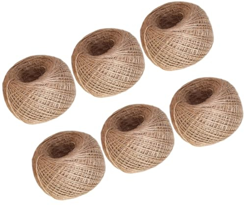AKOOSY 6pcs Natural Jute Rope Twine 30m Length 3mm Thick Sturdy Lightweight Craft Jute String for Gardening and Wedding DIY Bundling