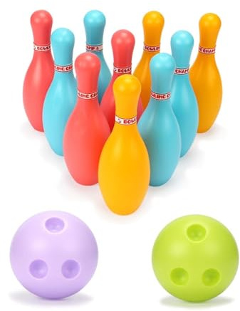 Keenso Bowlingspel Barn Bowlingleksaksset Plast Inomhus Utomhus Bowlingleksaker för Barn Bygger Hand Ögonkoordination Balans och Social Lek för Pojkar Flickor