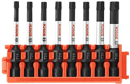 BOSCH CCSTV208 8-teiliges sortiertes Set, 5,1 cm, schlagfeste Torx-Power-Bits mit Clip für Custom Case System