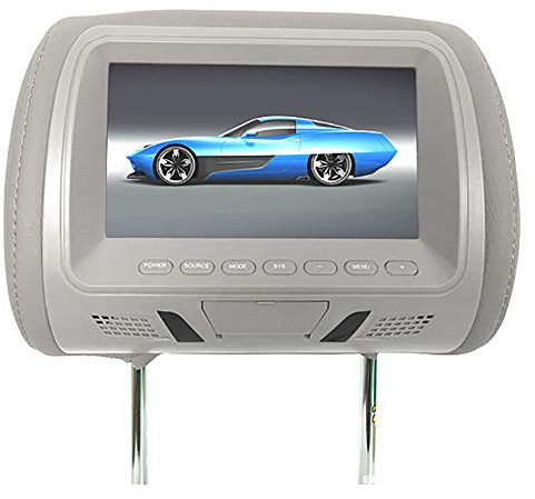 Gemini_mall Lecteur multimédia universel pour appuie-tête de voiture 7 pour lecteur DVD et jeux vidéo Gris