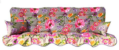 Adlatus-Kühnemuth Polsterauflage Hollywoodschaukel Modell 923 180x50 Modell 923 Farbe: Blumen-Anemonen, Hintergrund grau