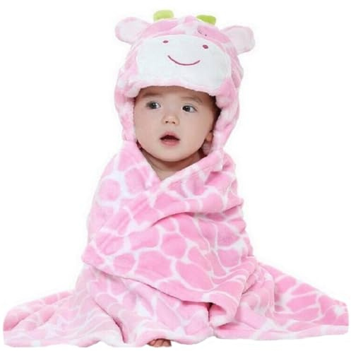Hilmocho Asciugamano con Cappuccio per Bambini Coperta con Cappuccio in Pile Corallo Swaddle Wrap Animale in Stile per Bambino Piccolo