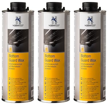 Normfest Bottom Guard Wax – Schwarzer Unterbodenschutz auf Wachsbasis mit selbstheilendem Korrosionsschutz, temperaturbeständig bis 180 °C, haftet auch auf PVC-Beschichtungen – 3x 1 Liter
