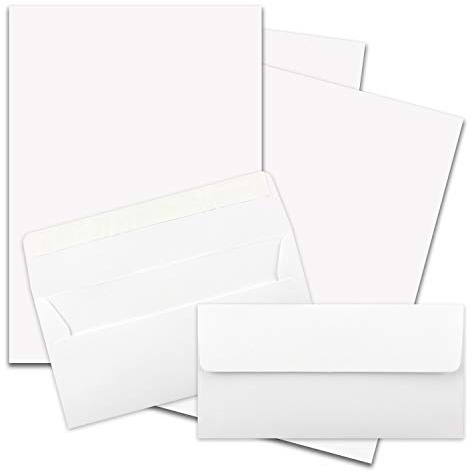25x Briefpapier Set DIN A4 mit DIN Lang Briefumschlägen, Haftklebung - Weiß - mattes Schreibpapier mit Kuverts - FarbenFroh by GUSTAV NEUSER