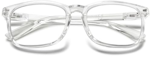 MAGIMODAC Anti-Blaulicht Lesebrille Rechteckige Damen Herren Anti Blaues Leicht Lesebrillen Federscharnier Computer-Lesebrillen Transparent +3.00