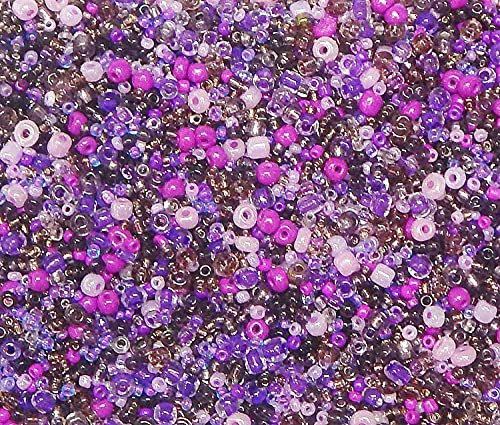 3 000 st. glas rocailles pärlor 2 mm 3 mm 4 mm runda, ponny pärlor, blandad storlek, färg mix, fröpärlor (lila)