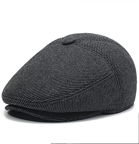 WHSPORT Herren Winter Schiebermütze mit Ohrenklappen Schirmmütze Driving Cabbie Jagd Flatcap Newsboy Cap Ballonmütze Herbst-Winter (Color : Gray, Size : 58CM/22.83IN)