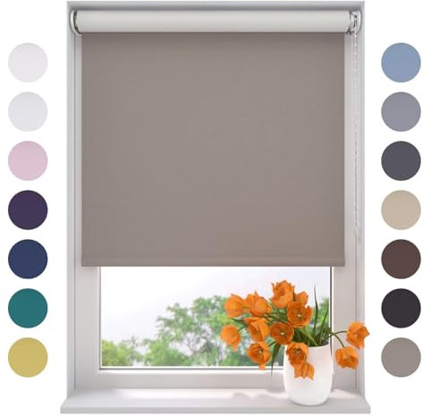Radeco® Verdunkelungsrollo 240 x 190 cm Zement, Größen von 40 bis 240 Breite, ohne Bohren möglich, Rollo wandmontage, Rollo 240 cm breit, Fenster rollos für innen, rollos für Fenster