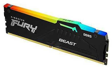 Kingston Fury Beast DDR5 RGB 16GB 6000MT/s DDR5 CL40 DIMM Memoria Gaming per Computer Fissi Modulo Singolo - KF560C40BBA-16