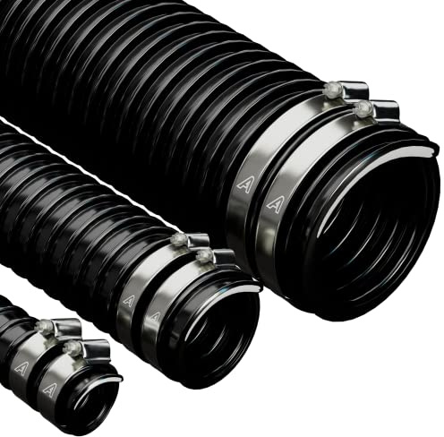 19mm (3/4) X 2 Metre Black Corrugated PVC Flexible Pond Hose with 2 Pipe Clips