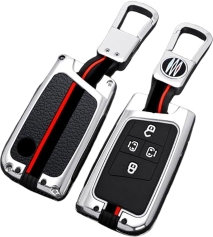 Happyit Zinklegierung Autoschlüssel Hülle für Volkswagen VW Tiguan Jetta Passat Magotan Golf CC Arteon Atlas Skoda Kodiaq Superb (4 Knöpfe, Silber)
