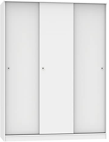JUANIO Armario con 3 Puertas Correderas Color Blanco - Altura 200 x Longitud 150 x Profundidad 55 cm