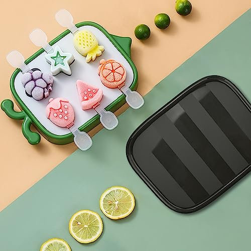 Honatrv Mini Eisformen mit Stiel und Deckel 6 Zellen Eis am Stiel Formen Silikon Eisformen für Kinder und Erwachsene DIY Popsicle